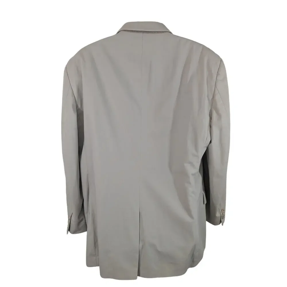 JOSEPH A. BANK! KHAKI TAN FINE COTTON BLEND, 3 BUTTON LIGHTWEIGHT BLAZER! SZ 48R